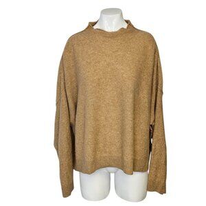 Anthropologie Pilcro The Alani 100% Cashmere Mock-Neck Sweater, Honey, Size XL